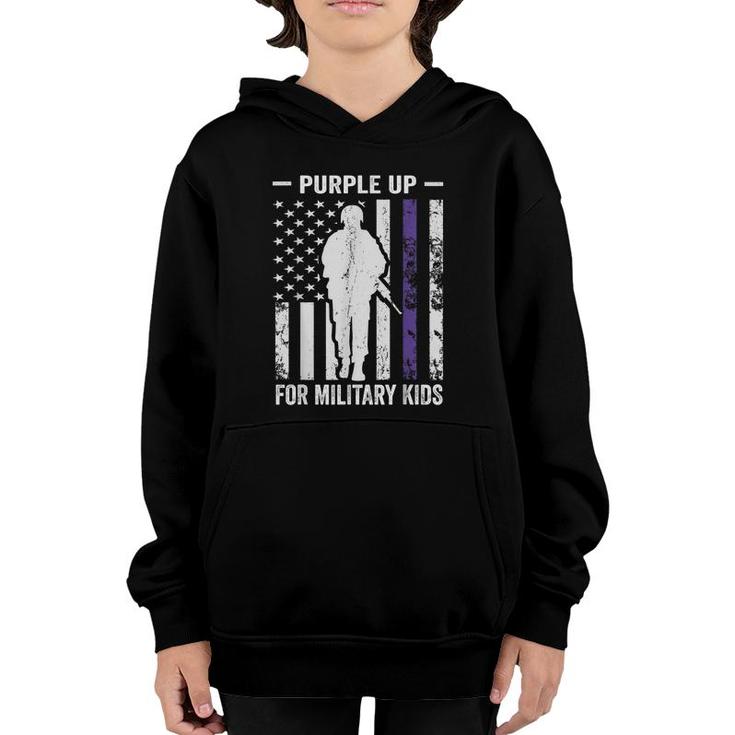 I Purple Up For Military Kids Soldier Strong Month  Youth Hoodie