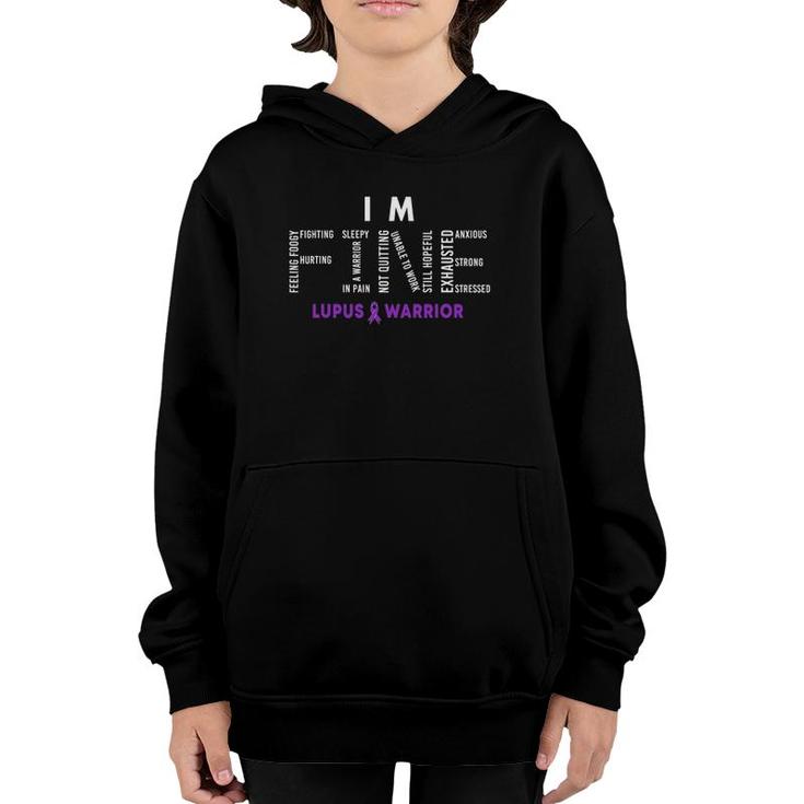 Im Fine Lupus Warrior Lupus Awareness Month Purple Ribbon Youth Hoodie