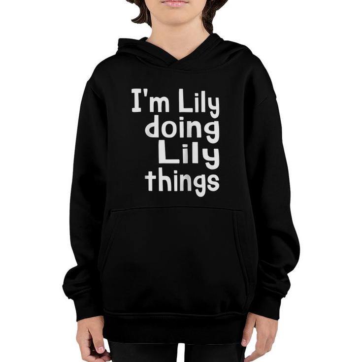 Im Lily Doing Lily Things Fun Personalized First Name Raglan Baseball Tee Youth Hoodie