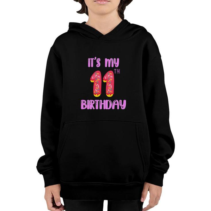 It Is My 11Th Birthday Cake Style Decoration Youth Hoodie
