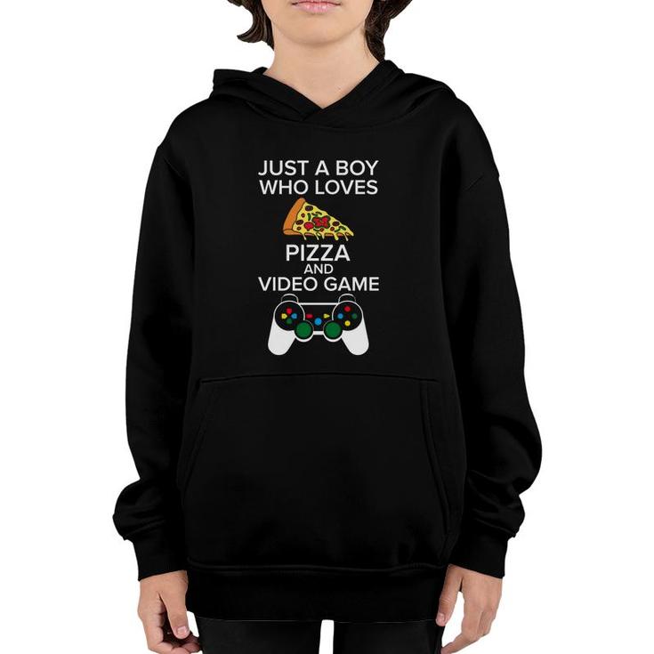 Just A Boy Who Loves Pizza And Birthday Boy Matching Video Gamer Youth Hoodie
