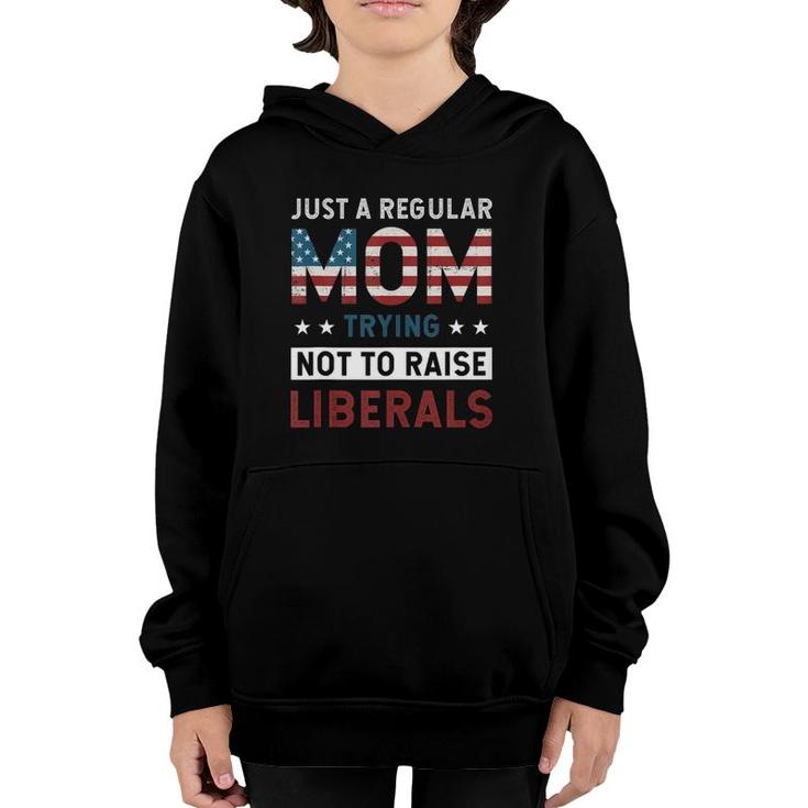 Just A Regular Mom Trying Not To Raise Liberal Conservative  Youth Hoodie