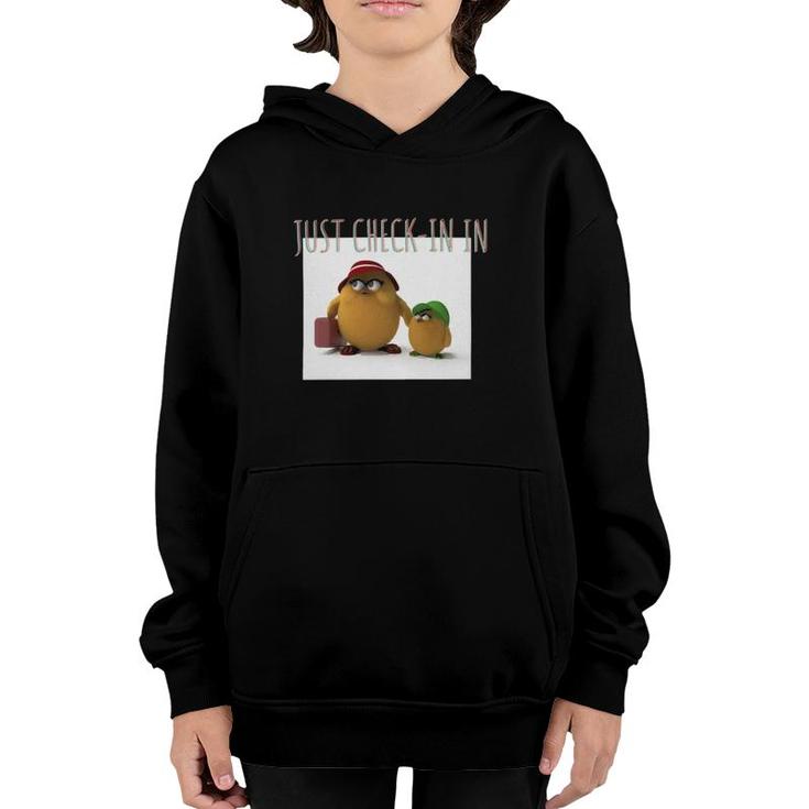 Just Checking In Funny Chicken Youth Hoodie