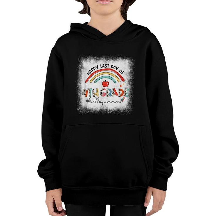 Leopard Rainbow Happy Last Day Of 4Th Grade Hello Summer  Youth Hoodie