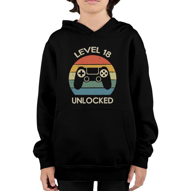 Level 18 Unlocked 18Th Gaming Birthday Gift Video Game Lover Youth Hoodie