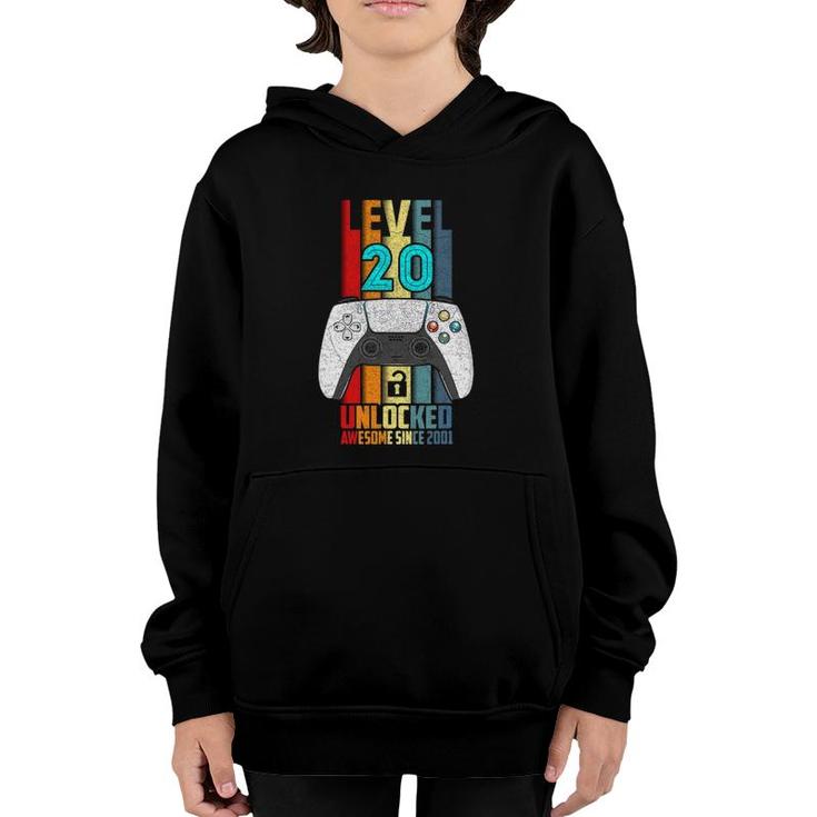 Level 20 Unlocked 20Th Birthday Awesome 2001 20 Years Old Youth Hoodie
