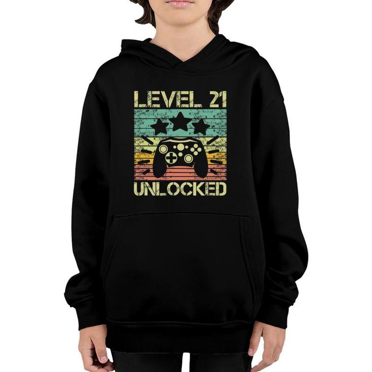 Level 21 Unlocked 21St Birthday 21 Years Old Youth Hoodie