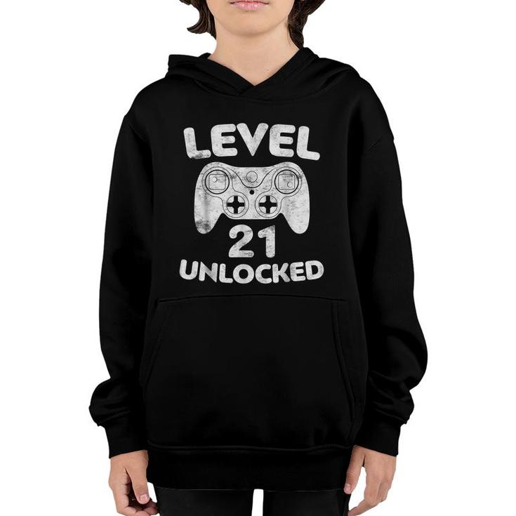 Level 21 Unlocked  21St Video Gamer Birthday Gift  Youth Hoodie