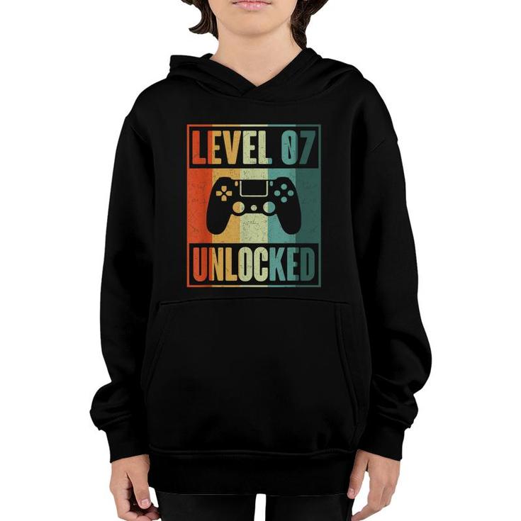 Level 7 Unlocked Video Gamer Funny - 7Th Birthday Gift  Youth Hoodie