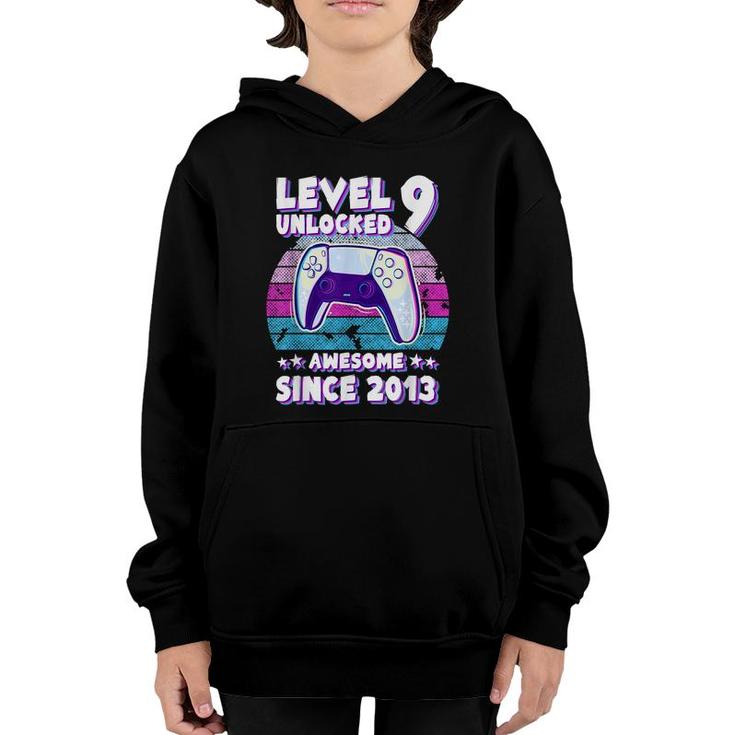 Level 9 Unlocked Bday Gamer Boy Girl 9 Years Old Birthday  Youth Hoodie