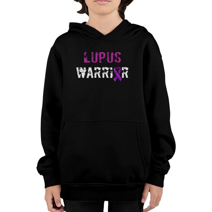 Lupus Warrior Awareness Purple Ribbon Support Youth Hoodie