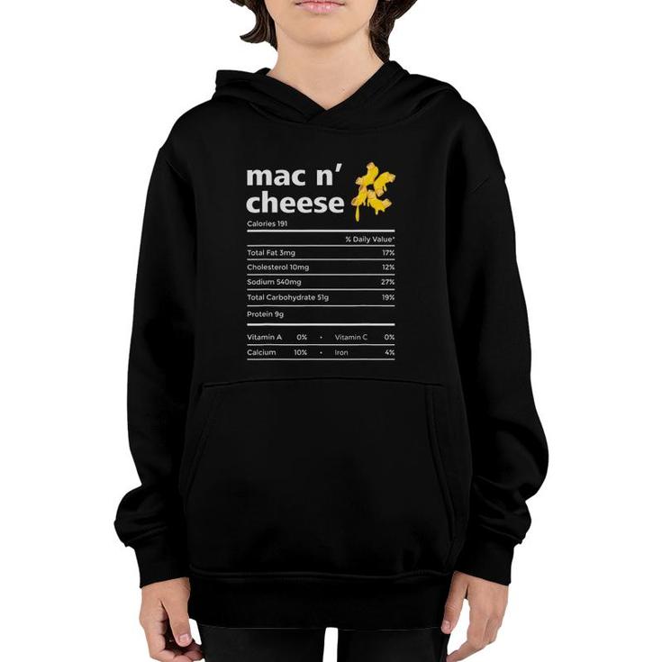 Mac N Cheese Nutrition Facts Funny Thanksgiving Christmas Youth Hoodie