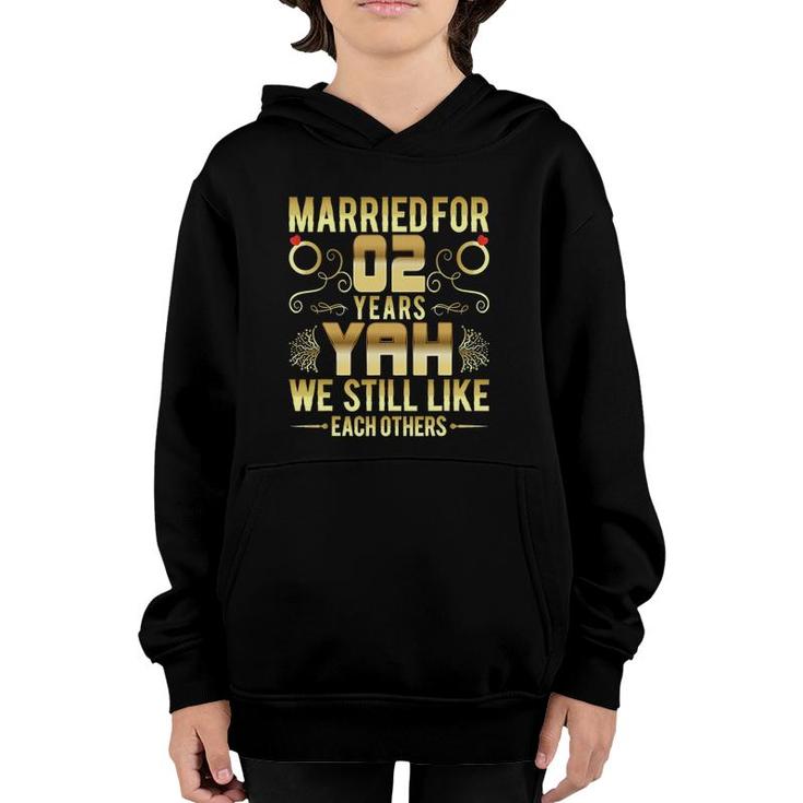 Married For 2 Years 2Nd Wedding Anniversary Youth Hoodie