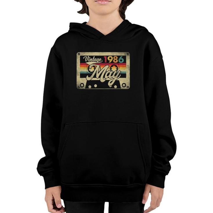 May 1986 35Th Birthday 35 Years Old Retro Vintage Cassette Youth Hoodie
