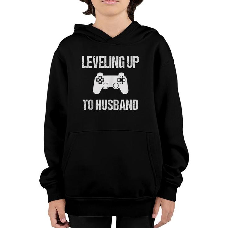 Mens Engagement Groom Video Game Lovers Leveling Up To Husband Youth Hoodie