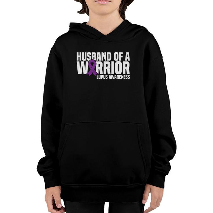 Mens Husband Of A Warrior Purple Ribbon Lupus Awareness Youth Hoodie