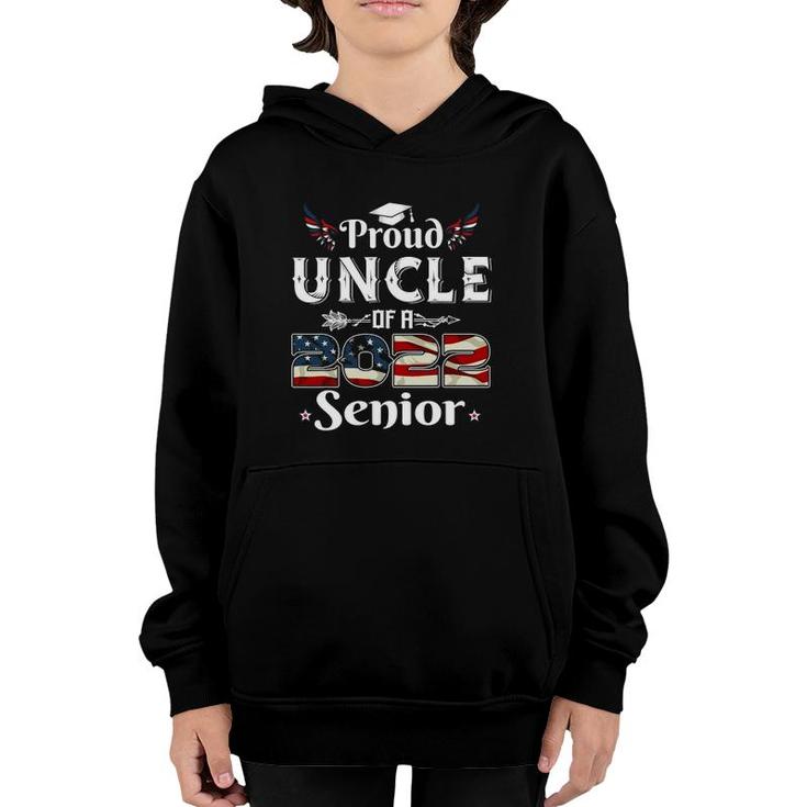 Mens Proud Uncle Of A 2022 Senior School Graduation Usa Flag Youth Hoodie