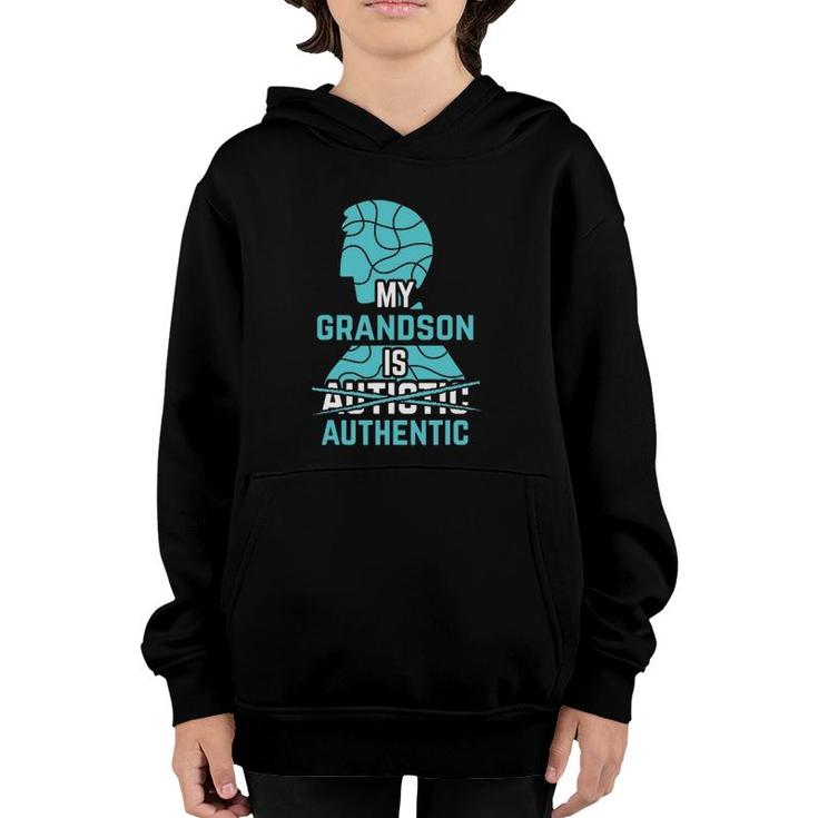 My Grandson Is Authentic Autism Awareness Autistic Spectrum Youth Hoodie