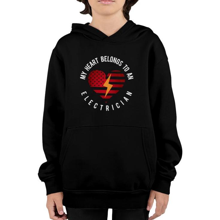 My Heart Belongs To An Electrician Present Wife Son Daughter Youth Hoodie