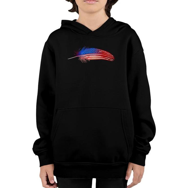 Native American Veteran Flag Day Feather For July 4Th Youth Hoodie
