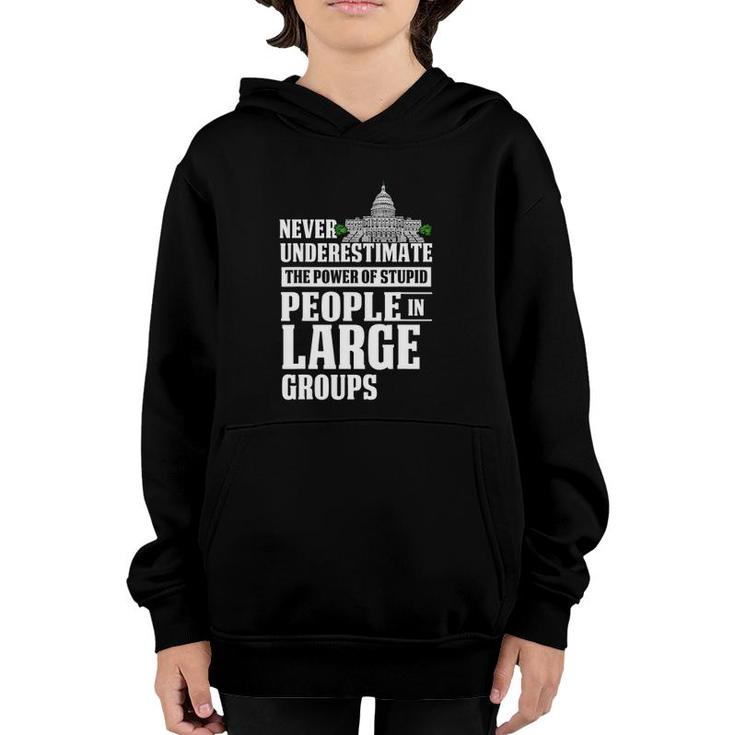 Never Underestimate Power Of Stupid People In Large Groups Youth Hoodie