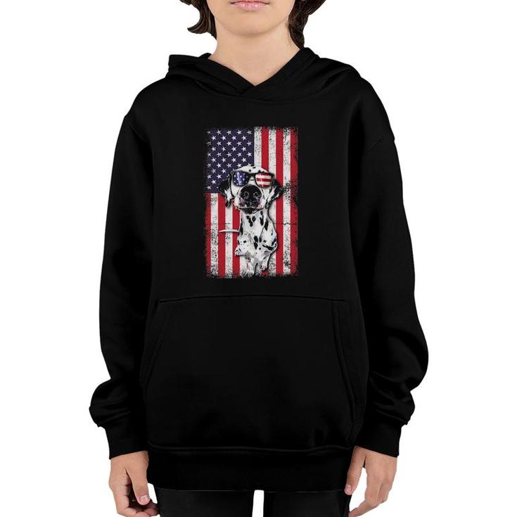 Patriotic Dalmatian 4Th Of July Sunglasses Usa American Flag Youth Hoodie