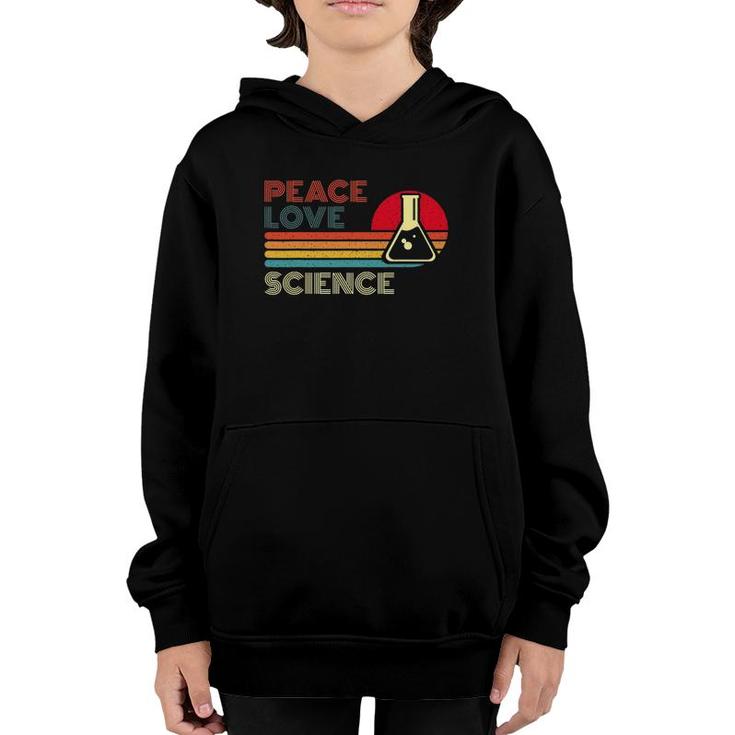 Peace Love Science Retro Vintage Striped Sunset Scientist Youth Hoodie