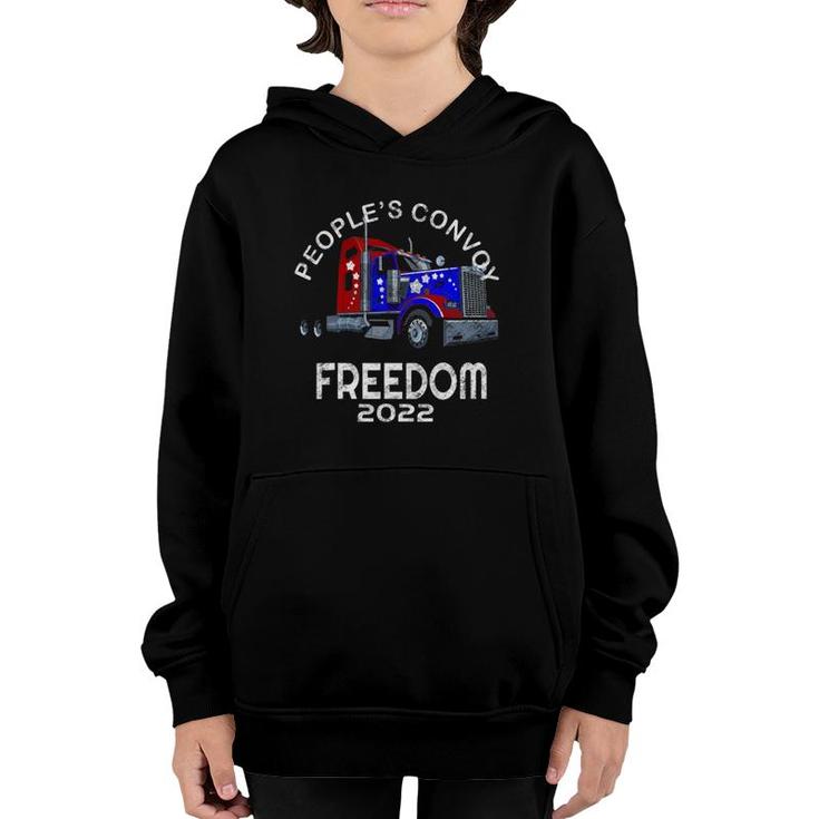 People’S Convoy Freedom 2022 Support Truckers Youth Hoodie