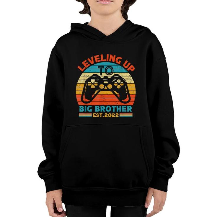 Promoted To Big Bro 2022 Vintage Leveled Up To Big Brother  Youth Hoodie