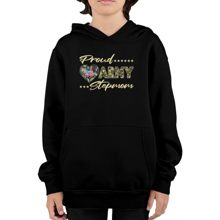 Proud Army Stepmom Us Flag Dog Tag Military Mom Family Gift Youth Hoodie