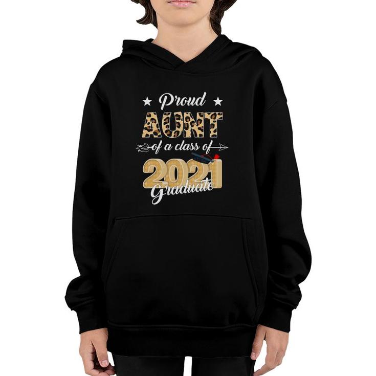 Proud Aunt Of A Class Of 2021 Graduate School Leopard Plaid Youth Hoodie