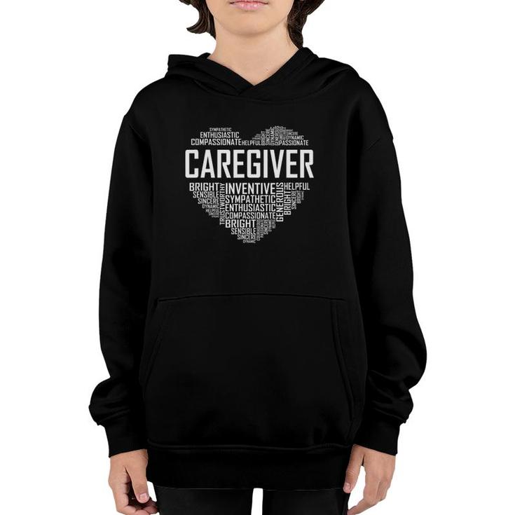 Proud Caregiver Heart Caregiver Nurse Appreciation Youth Hoodie