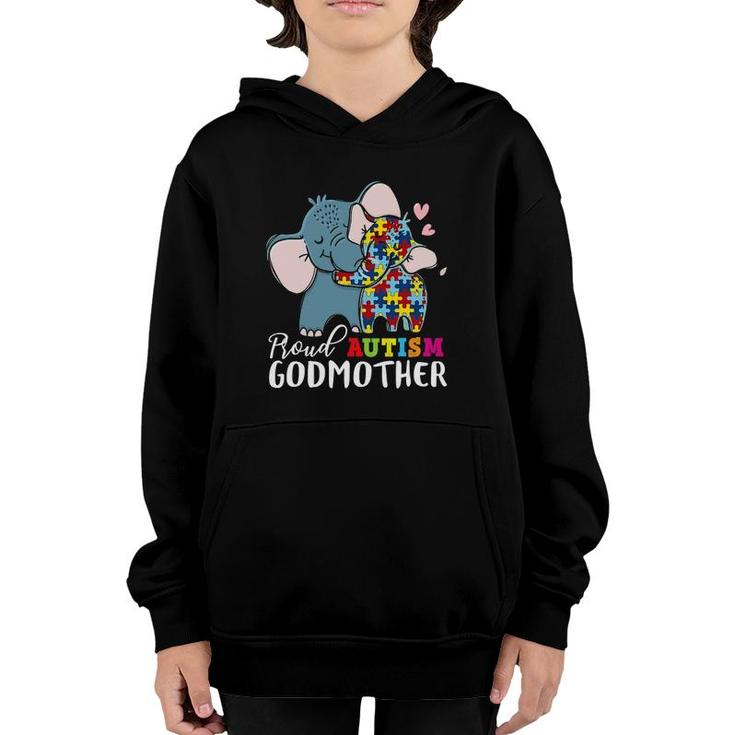 Proud Godmother Autism Awareness Family Matching Youth Hoodie
