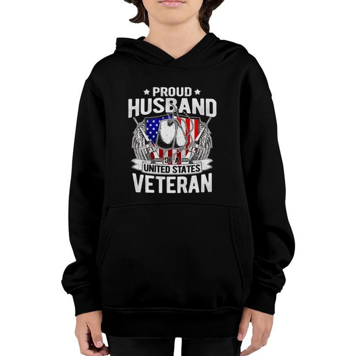 Proud Husband Of A Us Veteran Dog Tags Military Spouse Gift Youth Hoodie