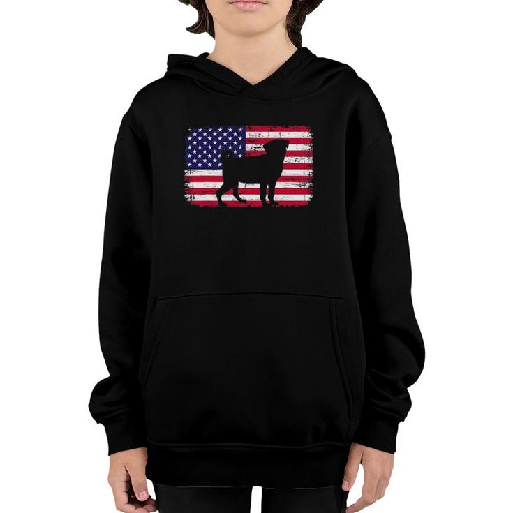 Pug Dog American Flag Heart 4Th Of July Usa Patriotic Men Youth Hoodie