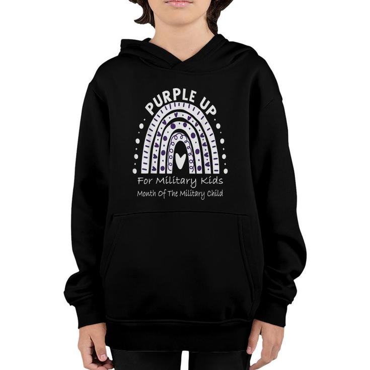 Purple Up For Military Kids Month Military Child Rainbow  Youth Hoodie