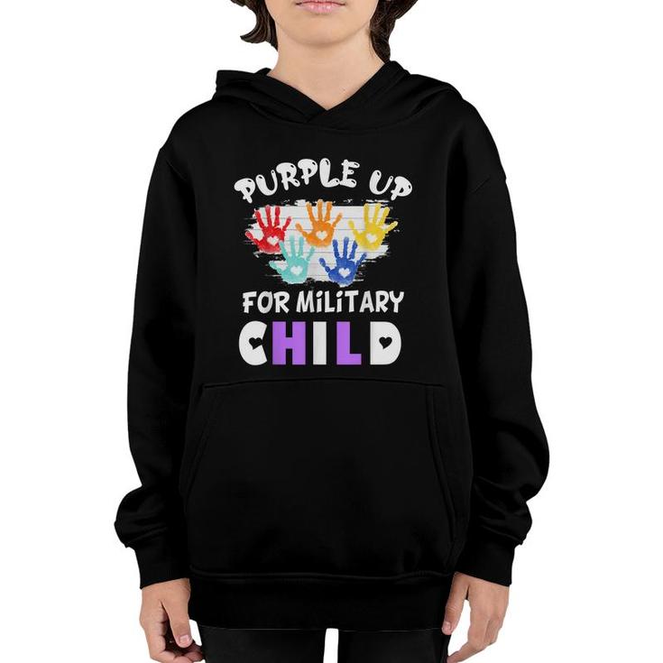 Purple Up For Military Kids Month Of The Military Child Hand  Youth Hoodie