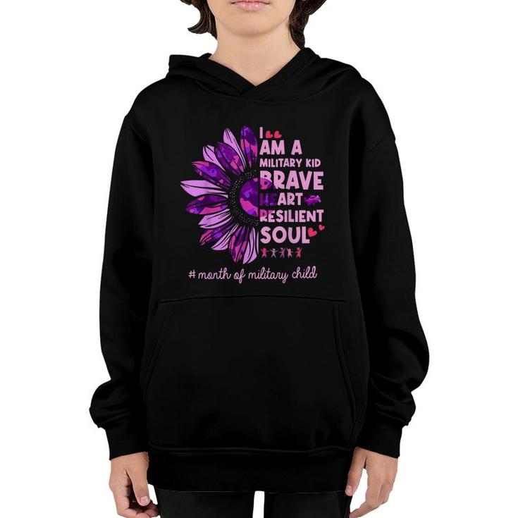 Purple Up For Military Kids Sunflower Military Child Month   Youth Hoodie