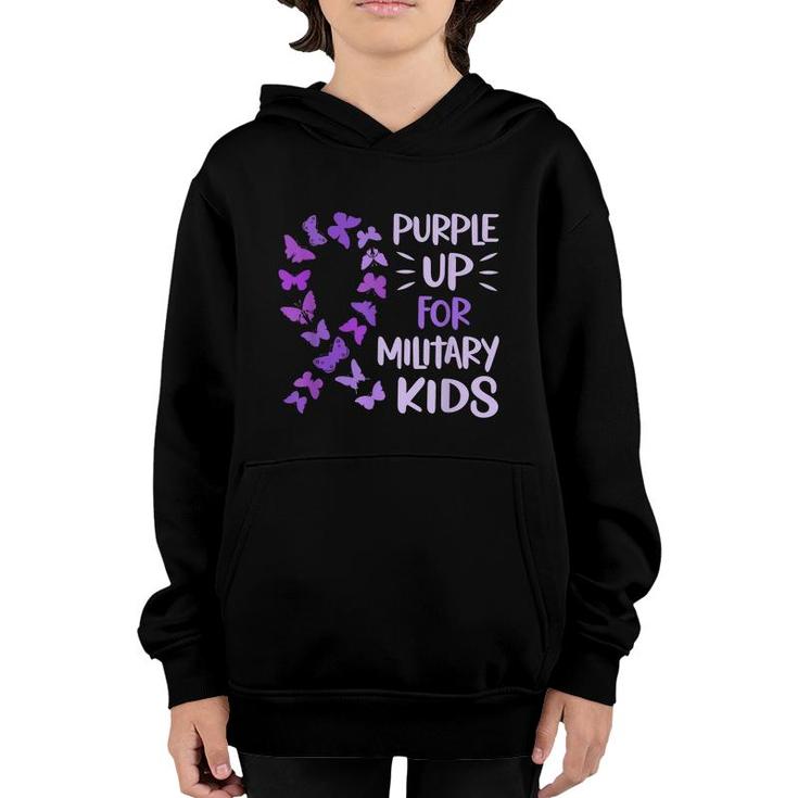 Purple Up Military Child Butterfly Military Brats Month  Youth Hoodie