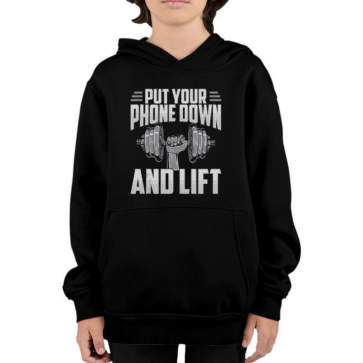 Put Your Phone Down And Lift Gym Etiquette Fitness Rules Fun  Youth Hoodie