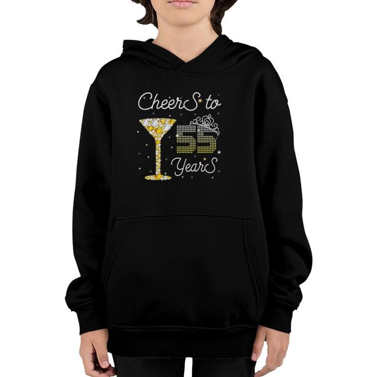 Queen Cheers To 55 Years Old Happy 55Th Birthday Woman Mom Youth Hoodie