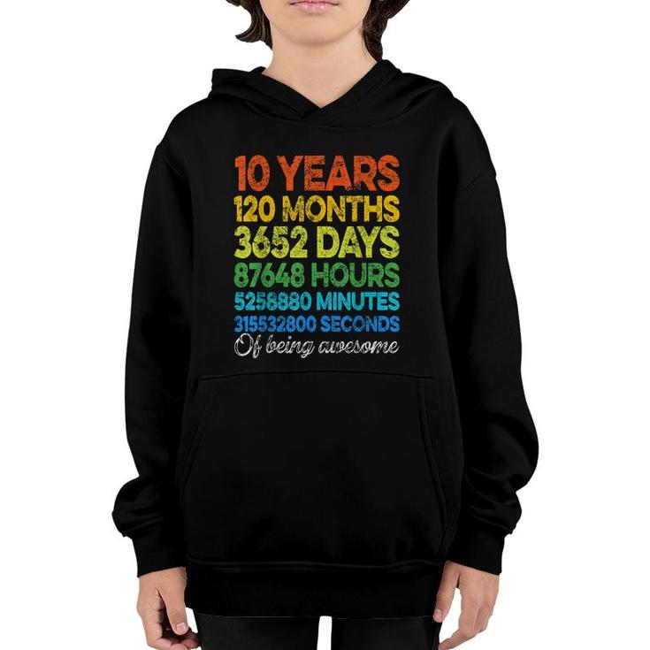 Retro 10Th Birthday 10 Years Of Being Awesome Boys Girls  Youth Hoodie