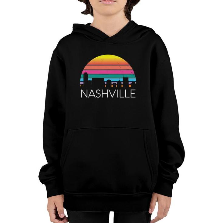 Retro Nashville Tennessee Vintage Skyline Country Music Home Youth Hoodie