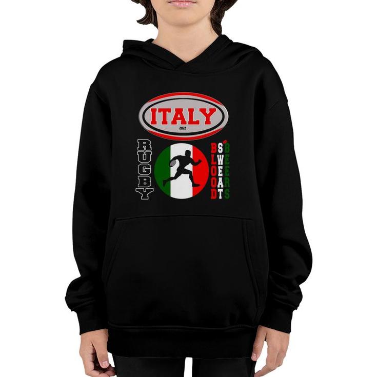 Rugby Italy Design Italian Flag Rugby Ball Funny Youth Hoodie