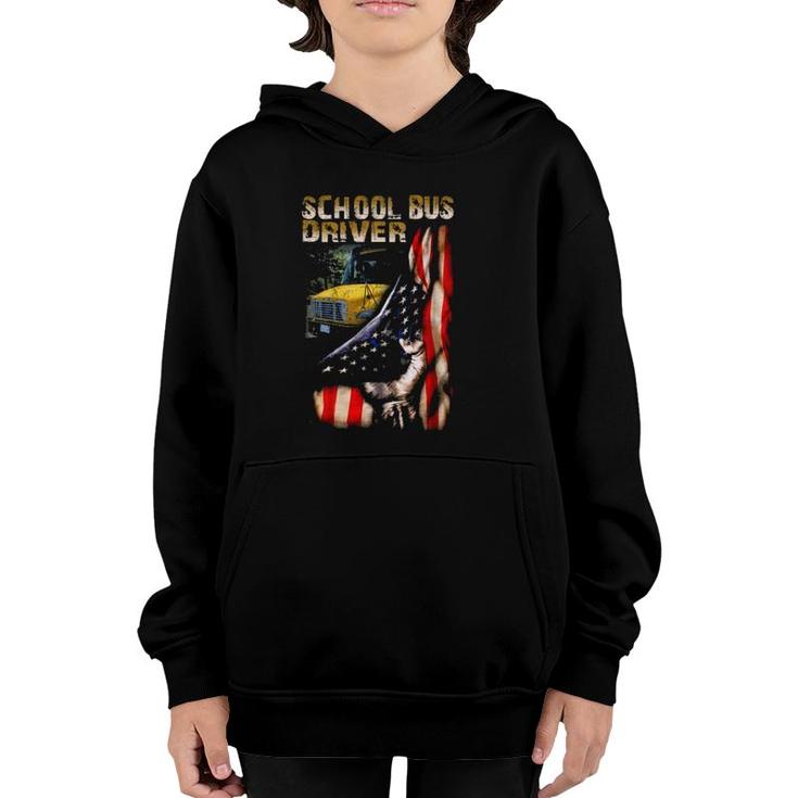 School Bus Driver American Pride Yellow Bus Driver Gift Youth Hoodie