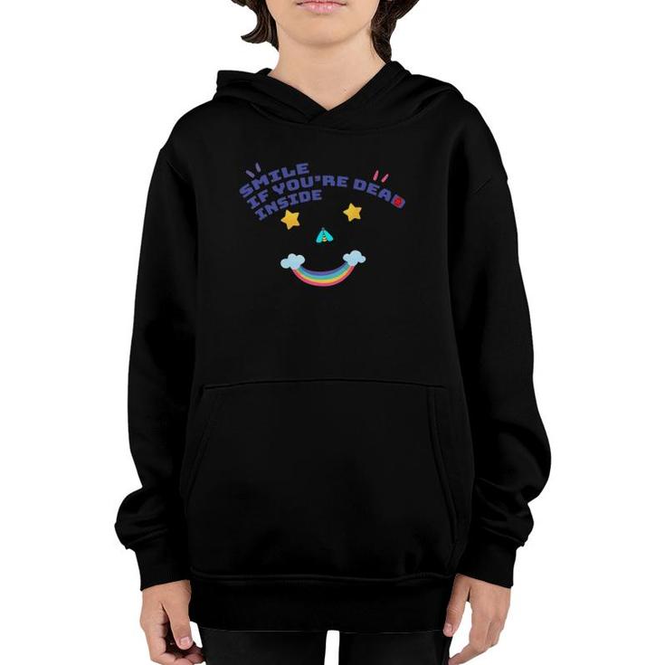 Smile If Youre Dead Inside With Ladybug On Rainbow Stars Youth Hoodie