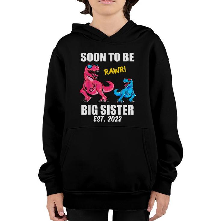 Soon To Be Big Sister 2022  Trex Promoted Big Sister  Youth Hoodie