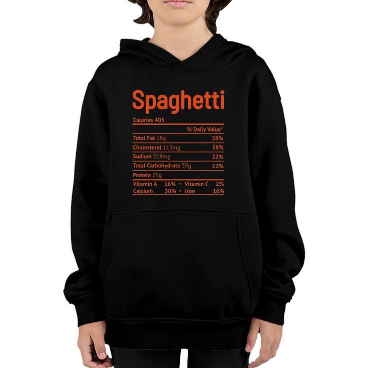 Spaghetti Nutrition Facts Funny Thanksgiving Christmas Food Youth Hoodie