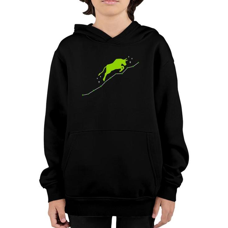 Stock Market Bull Going Uphill Trader Gift Youth Hoodie