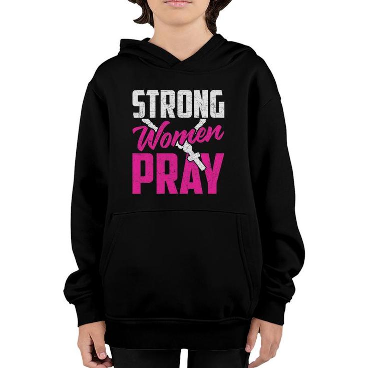 Strong Women Pray Bible God Savior Christian Women Jesus Youth Hoodie